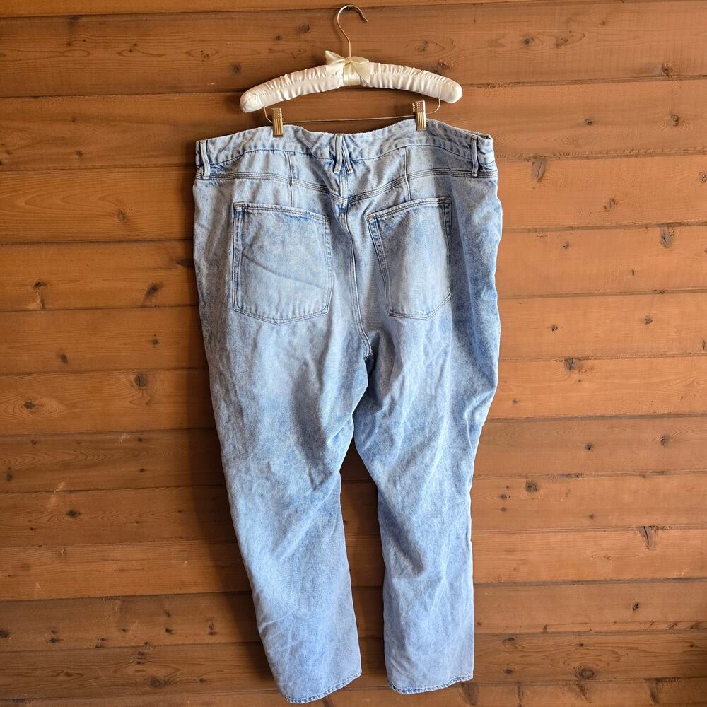 Good American Jean Good 90's Relaxed Straight Blue542 28 Distressed Plus Denim - Picture 4 of 7